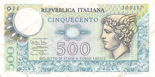 Banconota italia 500 - banconota, lire