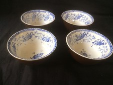 Raro Set 4 Cinese Batavian Antico Ciotola da Collezione Blu e Bianco Porcellana