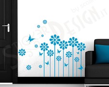  Wall Stickers Adesivi Murali Steli Con Margherite e Farfalle Adesivo Murale