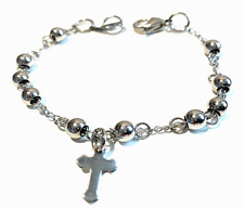 Bracciale con croce catena rosario in acciaio inox da uomo braccialetto donna