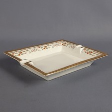 Posacenere Porcellana Limoges France Oro Zecchino Decorato Fiori Vintage Xx Sec.