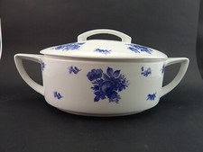 ANTICA 1920 PREZIOSA PORCELLANA KRAUTHEIM BAVARIA ZUPPIERA BIANCA ROSE BLU