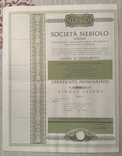 SOCIETA' NEBIOLO TORINO 1978 COLLEZIONE - 5 PEZZI AZIONI TITOLI STORICI