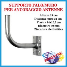 Supporto per Antenna Staffa Palo Muro Satellitare Parabola SAT 25 CM Fissaggio