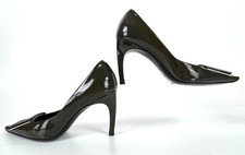 Scarpe décolleté Roger Vivier 8 US 38 EU verde oliva vernice tacco fibbia autentiche