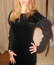 Vintage Archivio KENZO Abito tubino nero velluto schiena nuda sexy pencil dress