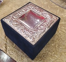  Portagioie Velluto Blu E Argento 925 Certificato 10X10 Cm