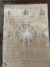 STAMPA NOTIFICA PAPALE 1826 PERGAMENA FIRMATA CAMERLENGO