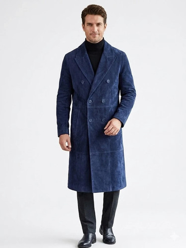 Trench coat blu navy pelle - , di