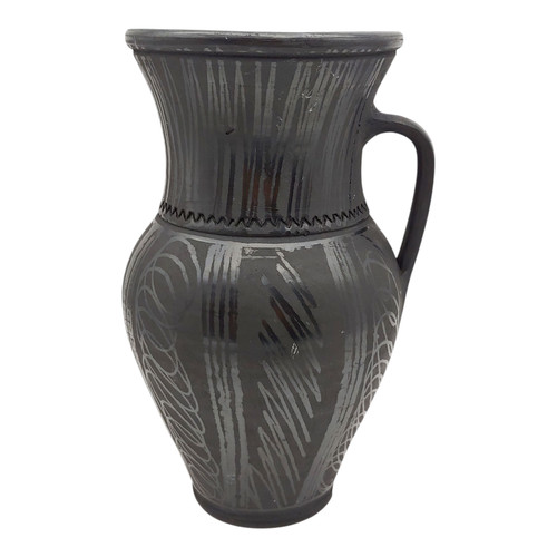 Vaso ceramica nero fatto - , a