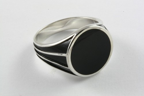 Anello uomo nero pietra - anello,
