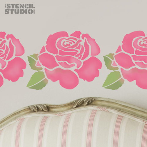Stencil parete fiore rosa - parete,