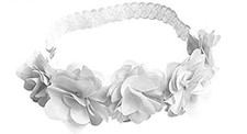 Fascia neonata capelli bianco battesimo bambina fiocchetti a rose K.24059