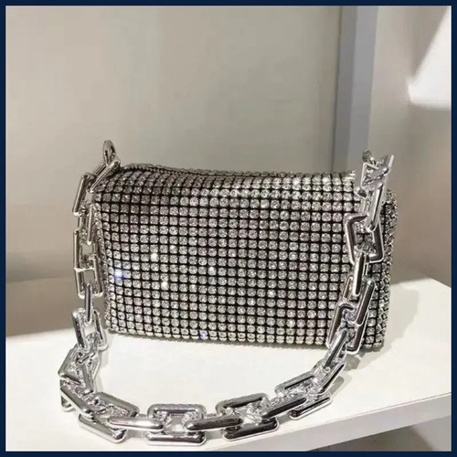 Borsa secchiello con strass - con,