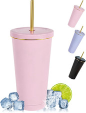 Bicchiere Termico, 500 ML//17 OZ Tazza Termica a Doppia Parete, Bicchiere in Acc