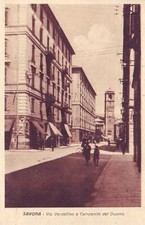 Savona-Via Verzellino e Campanile del Duomo-1925