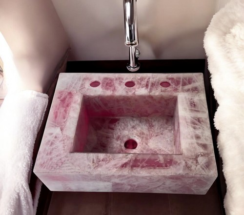 Lavabo pietra quarzo rosa - lavabo, in