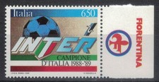 INTER SCUDETTO 1988-1989 NUOVO BORDO  FOGLIO CON APPENDICE FIORENTINA ANNO 1989