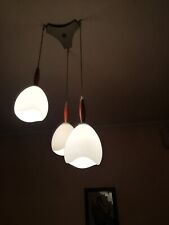 Lampadario E Coppia Di Abat jour Di Design In Legno Vetro E Alluminio