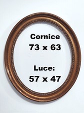 Cornice ovale antica 73x63 in legno intagliato massello oro vintage per quadri