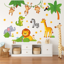Adesivi murali animali safari giungla bambini cameretta asilo carta da parati decorazione arte