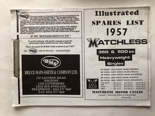 Lista ricambi matchless 1957 - lista,