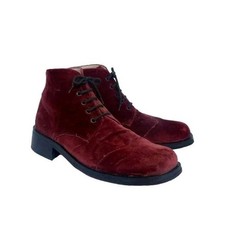Vintage 90s ROMEO GIGLI Stivaletto  Uomo in Velluto Rosso Punta Square tg it44