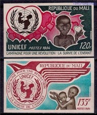 Mali 1984 UNICEF Fondo Bambini Salute Medico Fame Cuore 2v Imperf MNH