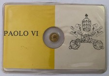 Tessera commemorativa con micro moneta placata oro PAPA PAOLO VI vintage
