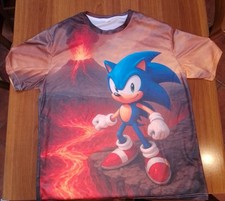 maglietta  manica corta Misura XL Con Stampa Fronte E Retro Di Sonic Su Vulcano 