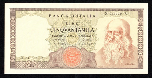 50000 lire leonardo vinci - lire,