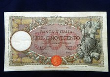 1938 Italia rara banconota extra large Lire 500 VF MIETITRICE Fascio
