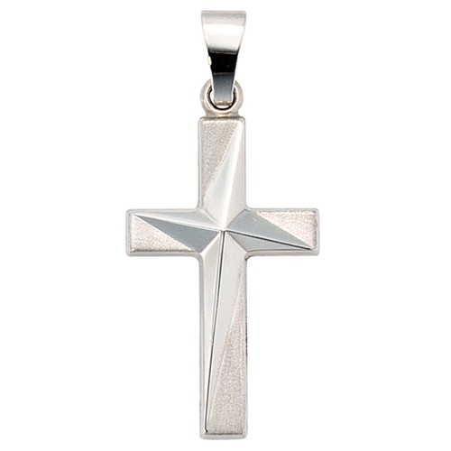 Ciondolo croce oro bianco 375 - ciondolo,
