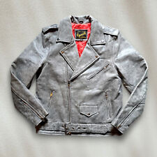 Giacca pelle uomo grigia moto Marlon Brando Guendj originale biker perfecto