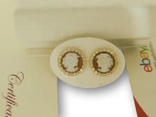 Orecchini in argento 925 di zirconi con Cammeo Da donna P Oro 18 Kt cameo silver