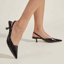 Decolte Scarpe Donna 3.5 cm Nero Lucido Cinturino Pelle Sintetica 02748