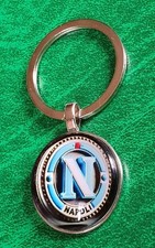 Portachiavi calcio ⚽️ NAPOLI ? pendaglio ciondolo acciaio RESINATO❗️distintivo