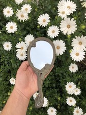 Specchio da tavolino in ottone Stile Liberty vintage