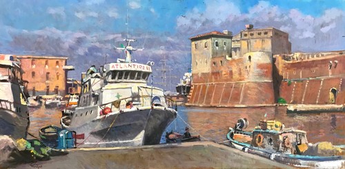 Dipinto olio tavola - dipinto, livorno