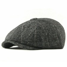 Coppola Basco Coperchi Uomo Ottagonale Cappello Piatto Gatsby a Righe Rétro Lana