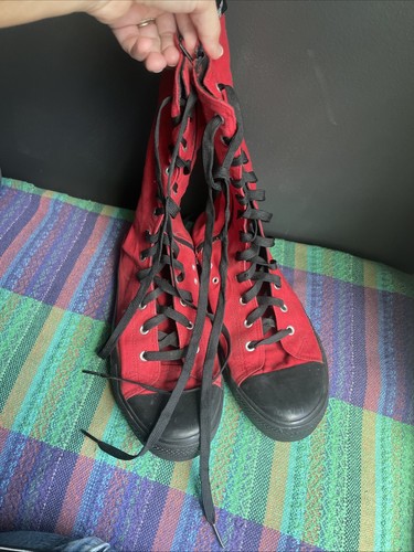Scarpe stringate tela rosso - stringate,