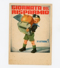 Fascismo Balilla Giornata Risparmio Cartolina Propaganda Fascista PNF