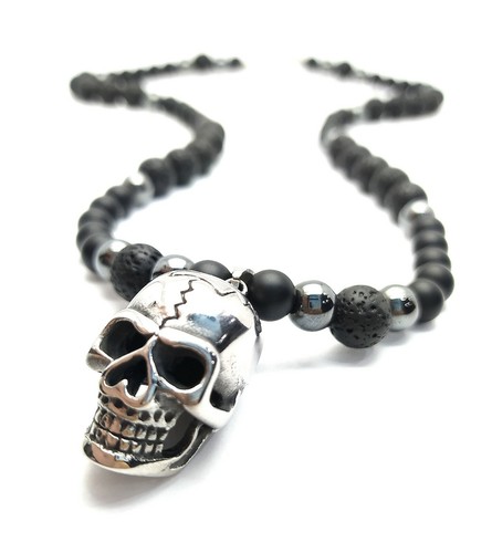 Collana uomo teschio acciaio - collana,