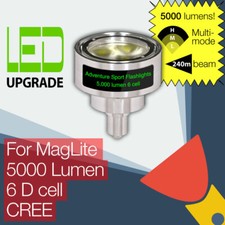 ASF MagLite LED conversione/aggiornamento lampadina 5000 lumen torcia/torcia 6D celle CREE