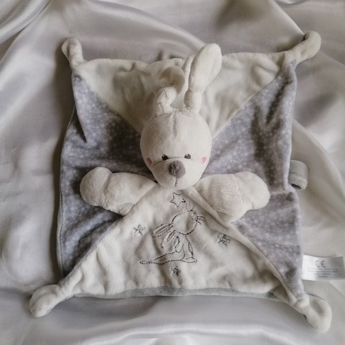Doudou lapin blanc gris - doudou,