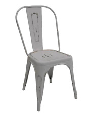 SEDIA Vintage Metallo Pesante Design Industriale Shabby Chic Tolix GREY ANTICATO