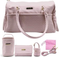 PASTELLO - BORSA NASCITA NEONATO BIMBO MAMMA MULTIFUNZIONE CON ACCESSORI ROSA