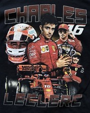T-Shirt Formula 1 Racing Charles Leclerc Uomo Nera Large Ottime Condizioni