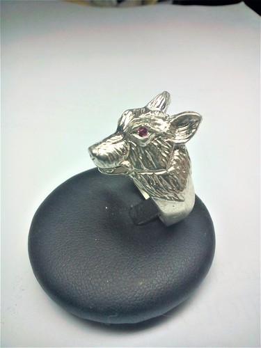 Anello testa lupo con - anello, di