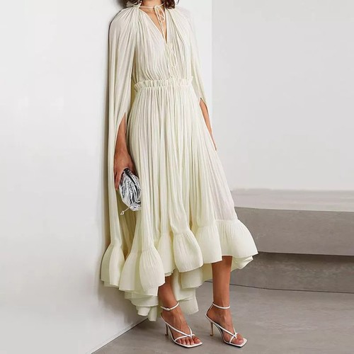 Abito lungo beige elegante con - abito,